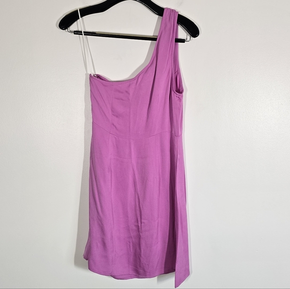 NWT The Wolf Gang Montana One Shoulder Mini Dress in Lotus Pink XS - Picture 5 of 9